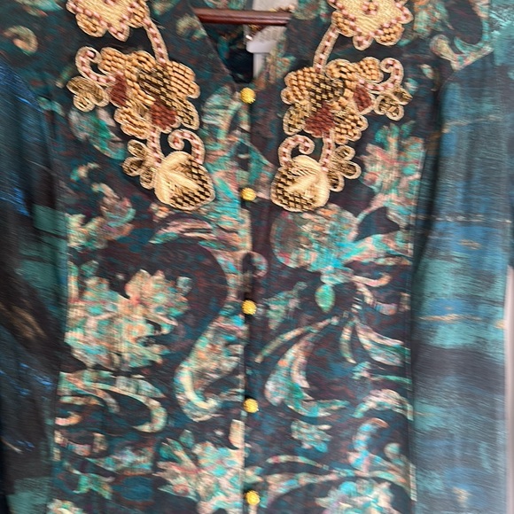 Soft Surroundings tunic Sequin and golden button Starry Night 6/8. NWTS. - Picture 7 of 13